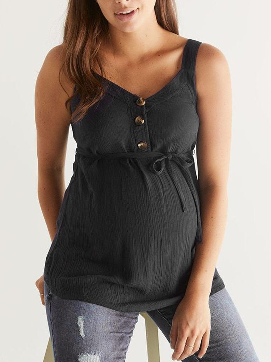 Maternity Fashion Tie Button Sling Vests