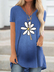 Floral Print Short-Sleeved Maternity Top