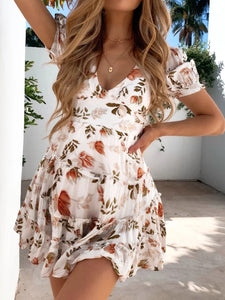 Fashion Floral V-Neck Maternity Dress