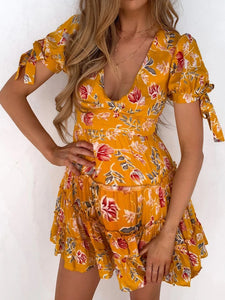 Fashion Floral V-Neck Maternity Dress