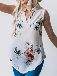 V-neck Sleeveless Maternity Floral Top