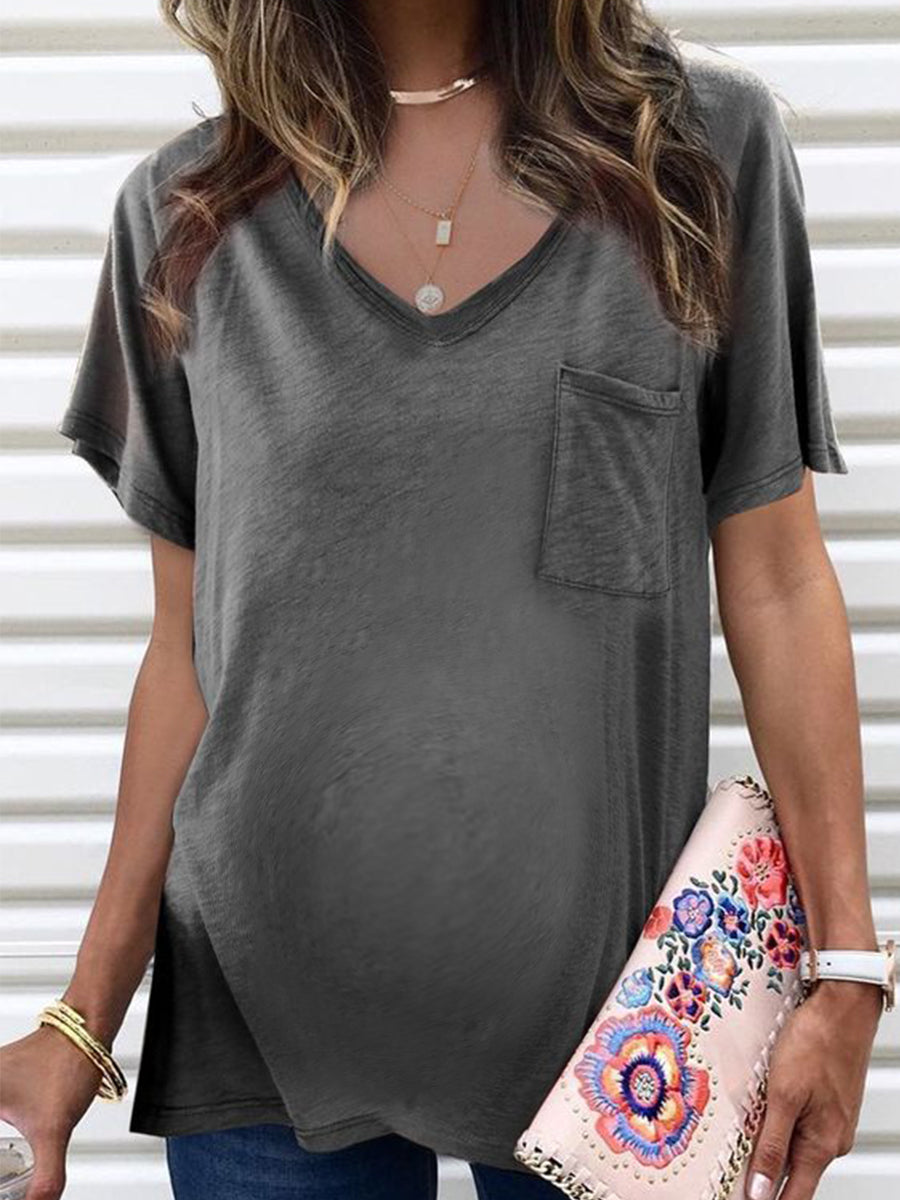 Casual Solid Color Loose Maternity T-shirt