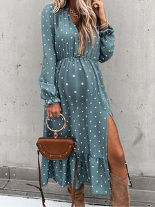 Polka Dot Printed V-neck Thin Maternity Dress