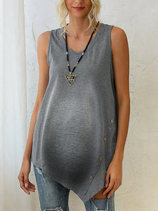 Maternity Wear Fashion Casual Solid Color Button Loose Top