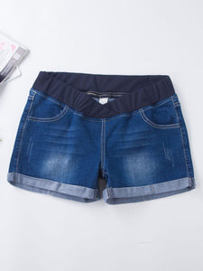 Fashion Cuffed Maternity Denim Shorts