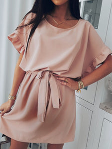 Maternity Solid Color Dress With Ruffles