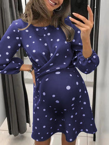 Round Neck Polka Dot Print Maternity Dress