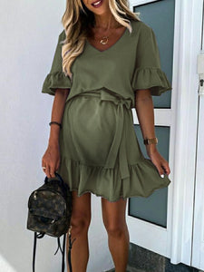 Maternity Fashion Sexy Pure Color Mini Dress