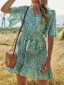 Maternity Fashion Floral V-Neck Dress