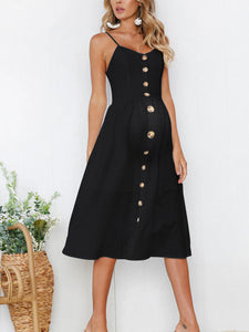 Black And White Sling Button Maternity Dress