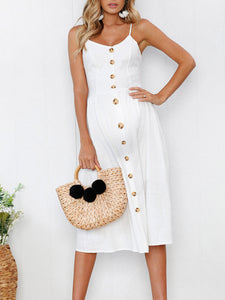 Black And White Sling Button Maternity Dress