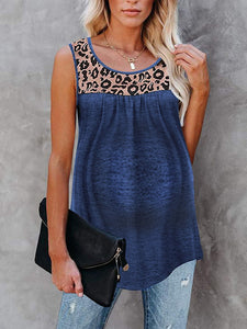 Leopard Print Loose Round Neck Vest For Pregnant Women