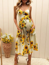 Load image into Gallery viewer, Maternity Dress Sexy Waist Floral Sling Dress
