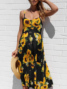 Maternity Dress Sexy Waist Floral Sling Dress