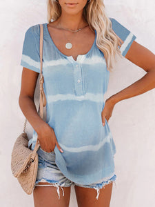 V-Neck Button Tie-Dye Maternity Top