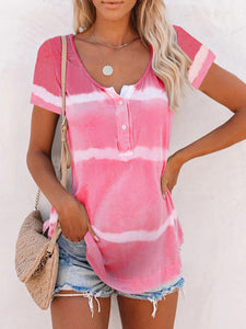 V-Neck Button Tie-Dye Maternity Top