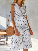 Load image into Gallery viewer, Dot Printed V-Neck Sleeveless Knotted Maternity Dress
