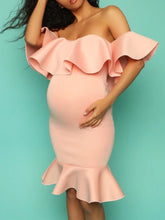 Load image into Gallery viewer, Maternity Off-shoulder Ruffle Dress
