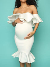 Load image into Gallery viewer, Maternity Off-shoulder Ruffle Dress
