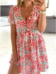 Maternity Summer Tie-dye Flower Print Women's V-neck Dress