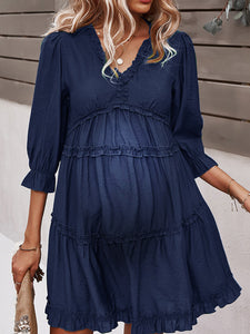 Maternity Fashion Casual Pure Color Mini Dress