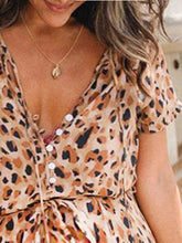 Load image into Gallery viewer, Maternity Fashion Single-breasted Short-sleeved Leopard Print Dress
