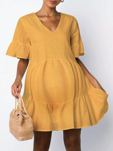 Maternity Loose Casual Pleated Dress