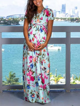 Load image into Gallery viewer, Maternity Summer Short Sleeve Pocket Printed Dress
