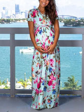 Load image into Gallery viewer, Maternity Summer Short Sleeve Pocket Printed Dress
