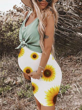 Load image into Gallery viewer, Sunflower Print Two-Piece Maternity Dress
