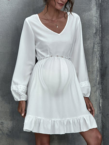 White Temperament Commuter Maternity Dress