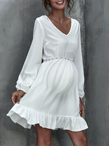 White Temperament Commuter Maternity Dress