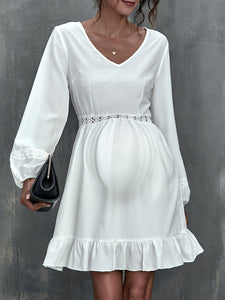 White Temperament Commuter Maternity Dress