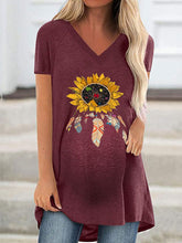 Load image into Gallery viewer, Short-Sleeved Loose-Fitting Printed Maternity Top
