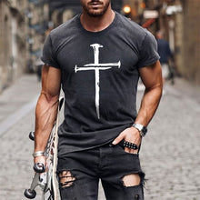 Load image into Gallery viewer, Men&#39;s Cross Print Crew Neck Casual Sports T-shirts
