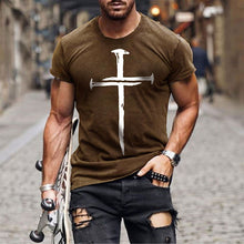 Load image into Gallery viewer, Men&#39;s Cross Print Crew Neck Casual Sports T-shirts
