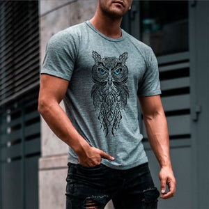 Men's Casual Owl Print Short Sleeve T-shirts