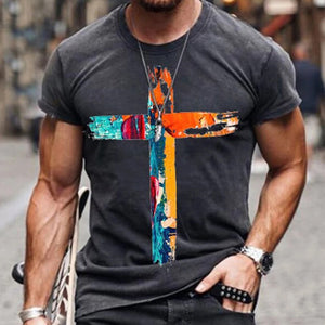 Cross Print Men's Casual T-shirt