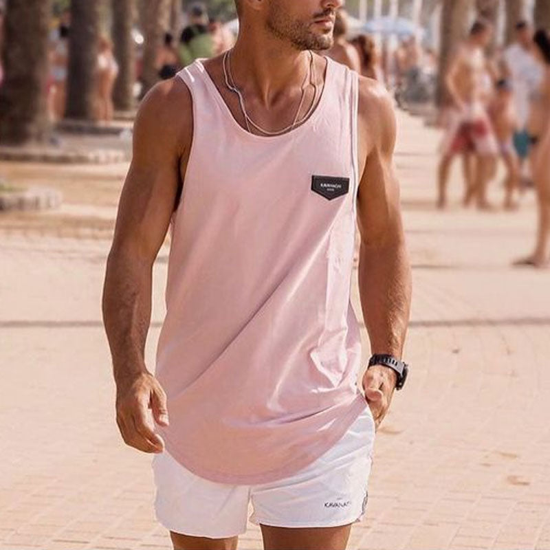 Men's Summer Solid Color Round Neck Vest