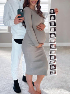 Long Sleeve Knitted Maternity Dress