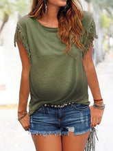 Load image into Gallery viewer, Fashion Maternity T-shirt with Fringe
