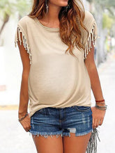 Load image into Gallery viewer, Fashion Maternity T-shirt with Fringe
