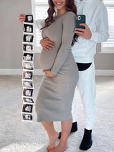 Load image into Gallery viewer, Long Sleeve Knitted Maternity Dress
