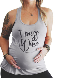 Maternity Round Neck Sleeveless Letter T-Shirt