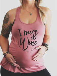 Maternity Round Neck Sleeveless Letter T-Shirt