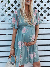 Load image into Gallery viewer, Printed Maternity Dress  V-neck
