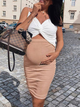 Load image into Gallery viewer, V-neck Suspender Top and Skirt Maternity Suit
