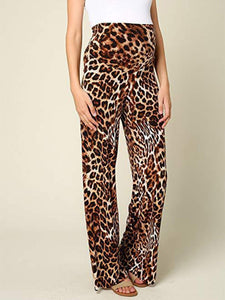 Bohemian Print Leopard Maternity Wide Leg Pants