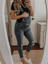 Load image into Gallery viewer, Maternity Denim Overalls European and American Fashion Pocket Cropped Jeans
