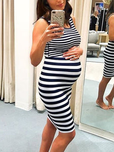 Stripe Multifunctional Breastfeeding Maternity Dress